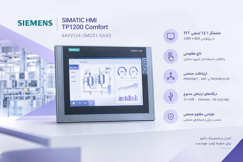 پنل HMI زیمنس Siemens TP1200 Comfort مدل 6AV2124-0MC01-0AX0